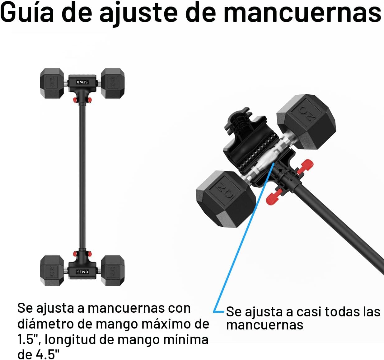 SEWD® Convertidor de mancuernas barra recta - Image 2